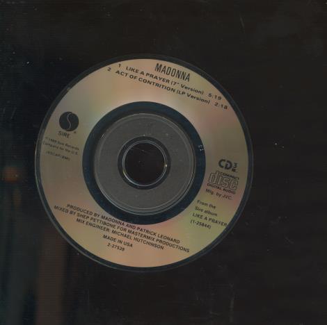 Madonna: Like A Prayer 2-Track Mini CD Maxi-Single w/ No Artwork