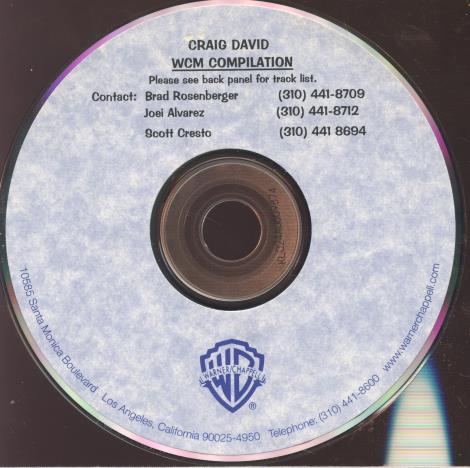 Craig David: WCM Compilation Promo w/ Handwritten Note & Back Artwork