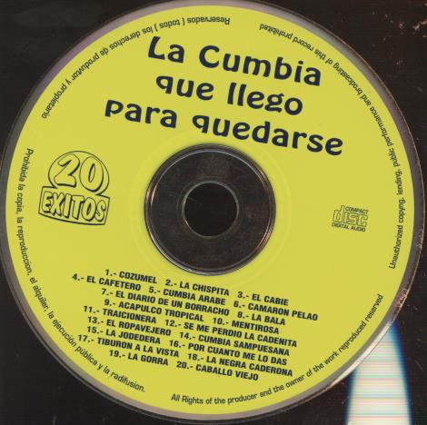 La Cumbia Que Llego Para Quedarse: 20 Exitos (Yellow CD) w/ No Artwork