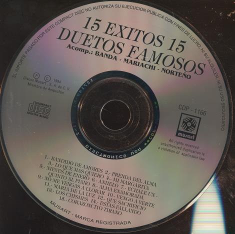 Duetos Famosos: 15 Exitos 15 w/ No Artwork