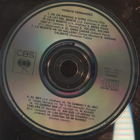 Vicente Fernandez: Tesoros Musicales De Mexico: 16 Exitos Originales w/ No Artwork