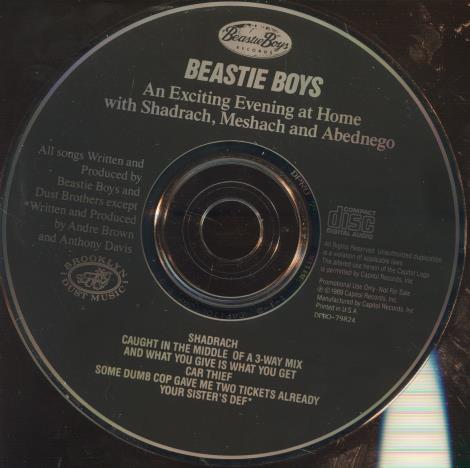 Beastie Boys: An Exciting Evening At Home With Shadrach, Meshach And Abednego Promo w/ No Artwork