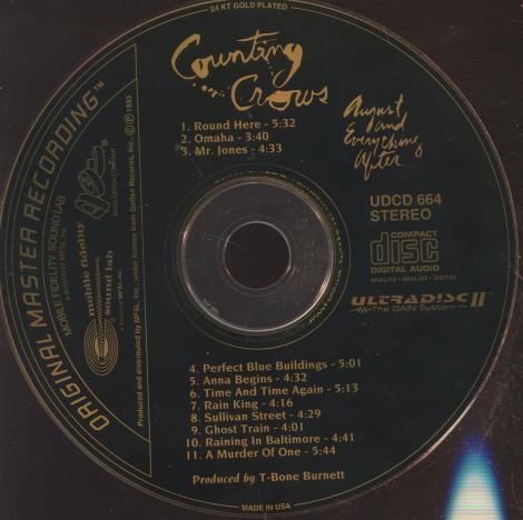 Counting Crows: August And Everything After 24k Gold w/ No Artwork