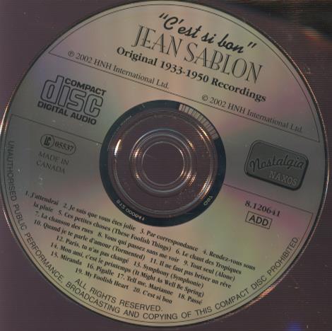 Jean Sablon: C'est Si Bon w/ No Artwork