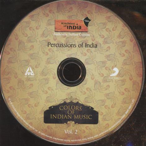 Kitchens Of India: Colors Of Indian Music: Percussions Of India Vol. 2 Promo w/ No Artwork