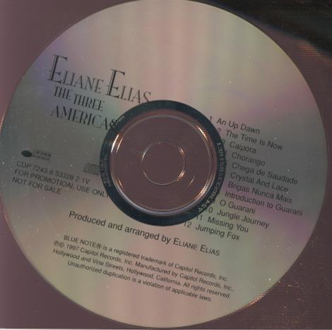 Eliane Elias: The Three Americas Promo w/ Back Artwork