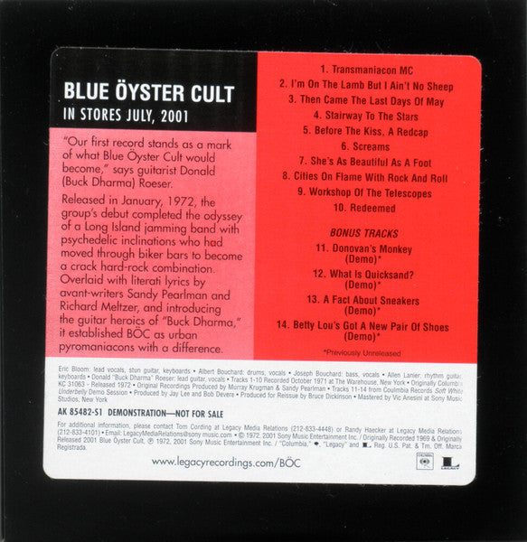 Blue Oyster Cult: Blue Oyster Cult Demonstration Promo