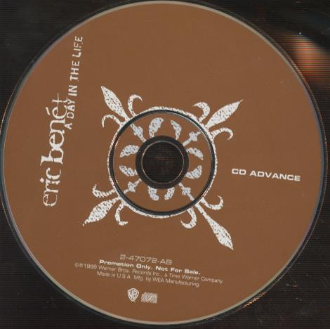 Eric Benet: A Day In The Life Advance Promo w/ No Artwork