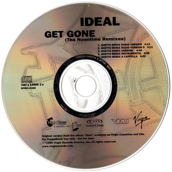 Ideal: Get Gone: The Noontime Remixes Promo w/ Back Artwork
