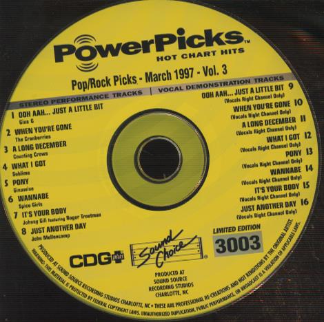 Sound Choice Power Picks: Pop/Rock Picks: March 1997 Vol. 3 CD+G w/ No Artwork