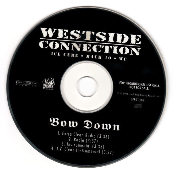 Westside Connection: Bow Down 4-Track Promo w/ Back Artwork