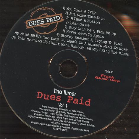 Tina Turner: Dues Paid Vol. 1 w/ Back Artwork