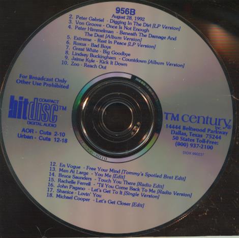 HitDisc 956B Promo w/ Back Artwork