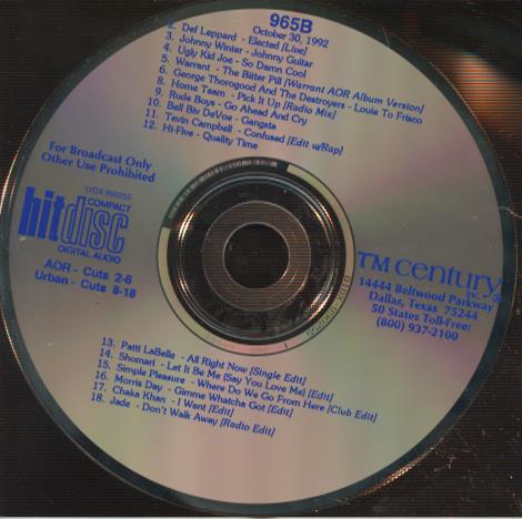 HitDisc 965B Promo w/ Back Artwork