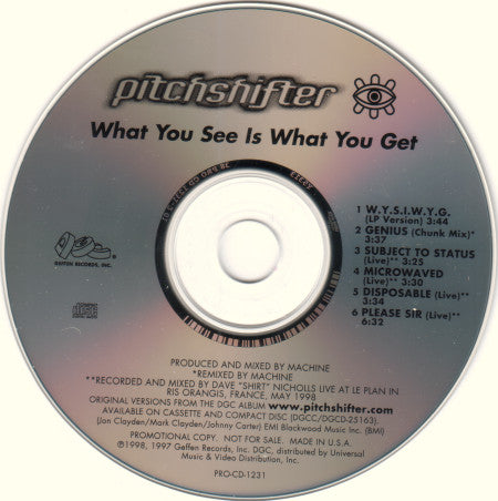 Pitchshifter: What You See Is What You Get Promo w/ Back Artwork