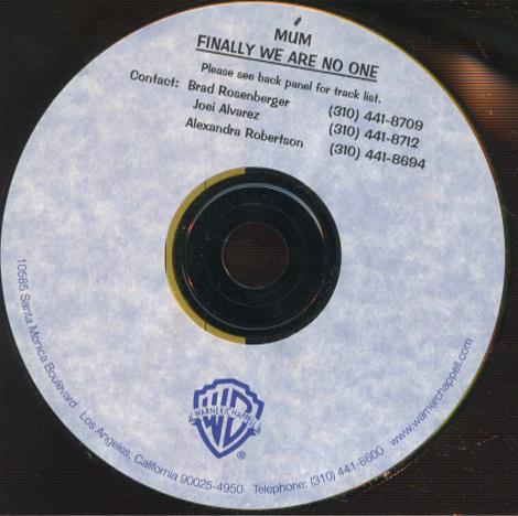 Mum: Finally We Are No One Promo w/ Back Artwork