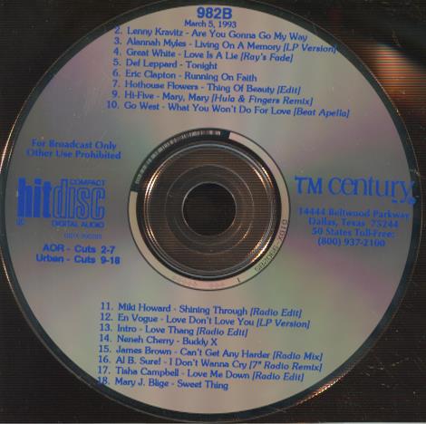 HitDisc 982B Promo w/ Back Artwork