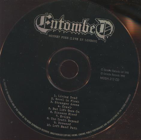 Entombed: Monkey Puss: Live In London w/ No Artwork