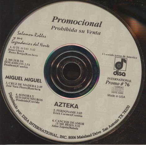 Promocional: Salomon Robles Y Sus Legendarios Del Norte / Miguel Miguel / Azteka #76 Promo w/ Back Artwork