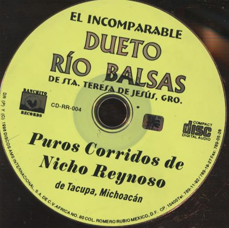 Dueto Rio Balsas: Puros Corrido De Nicho Reynoso w/ No Artwork