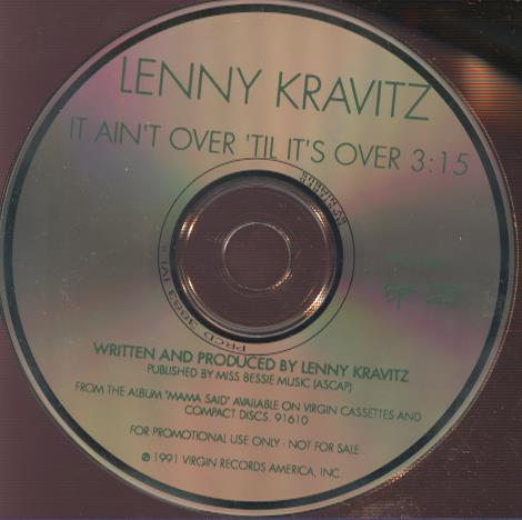 Lenny Kravitz: It Ain't Over 'Til It's Over Promo w/ Back Artwork