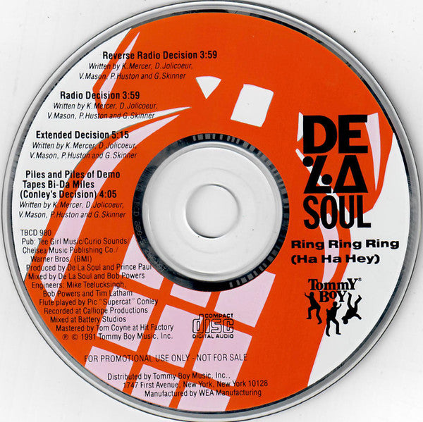 De La Soul: Ring Ring Ring: Ha Ha Hey Promo w/ No Artwork
