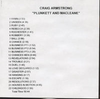 Craig Armstrong: Plunkett And Macleane: Original Motion Picture Score Promo w/ Front Artwork