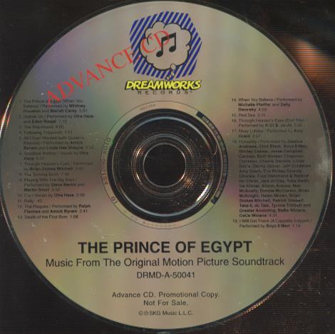 The Prince Of Egypt: Music From The Original Motion Picture Soundtrack Advance Promo w/ No Artwork