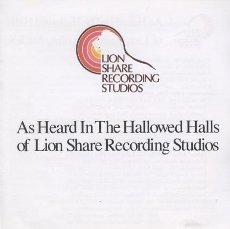 As Heard In The Hallowed Halls Of Lion Share Recording Studios Promo w/ Front Artwork