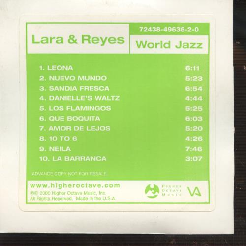 Lara & Reyes: World Jazz Advance Promo w/ Front Artwork