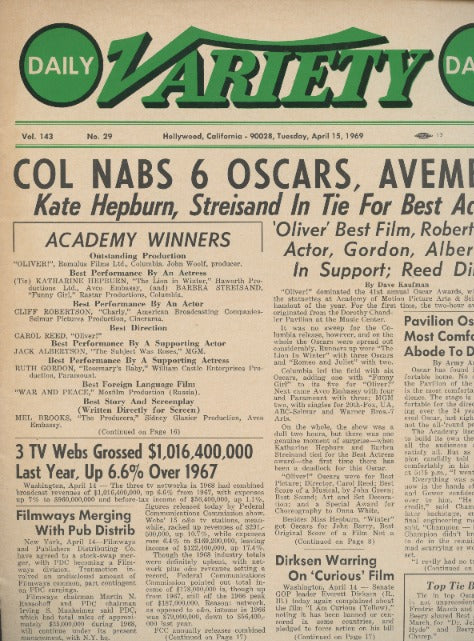 Daily Variety Magazine: April 15, 1969