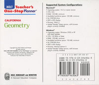 Holt California Geometry: Teacher's One-stop Planner