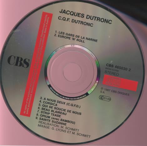 Jacques Dutronc: C.Q.F. Dutronc w/ Back Artwork