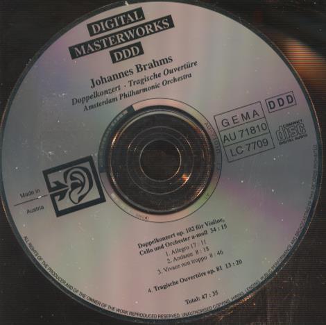 Johannes Brahms: Doppelkonzert / Tragische Ouverture w/ No Artwork
