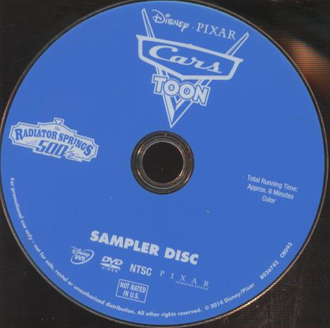 Disney Pixar Cars Toon: The Radiator Springs 500 1/2 Sampler Disc Promo w/ No Artwork