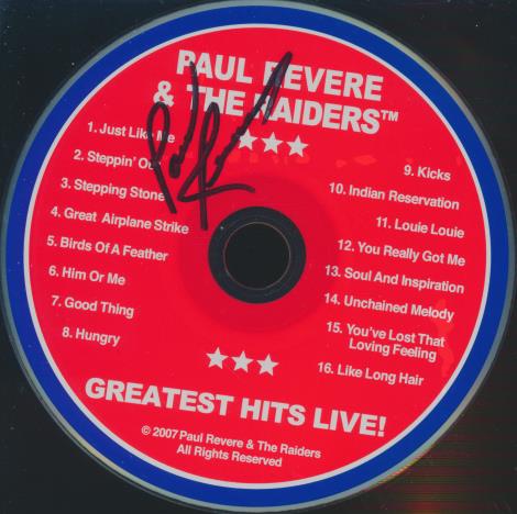 Paul Revere & The Raiders: Greatest Hits Live! Signed w/ No Artwork
