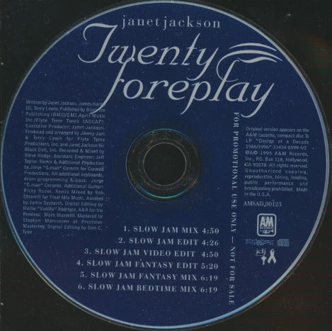 Janet Jackson: Twenty Foreplay 6-Track Promo w/ No Artwork