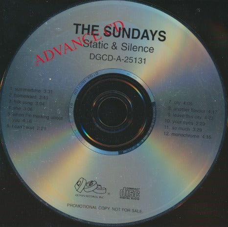 The Sundays: Static & Silence Advance Promo w/ Back Artwork
