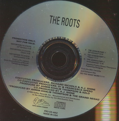 The Roots: Distortion To Static / The Lesson 6-Track Promo w/ No Artwork