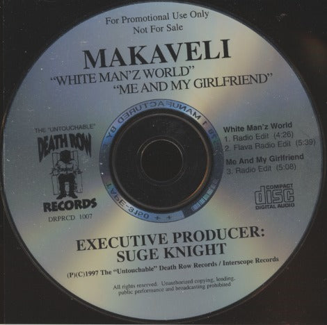 Makaveli: White Man'z World / Me And My Girlfriend 3-Track Promo w/ Back Artwork