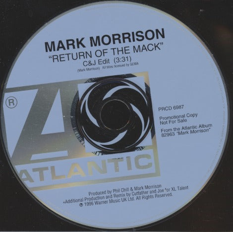 Mark Morrison: Return Of The Mack 1-Track Promo w/ Back Artwork & Damaged Artwork