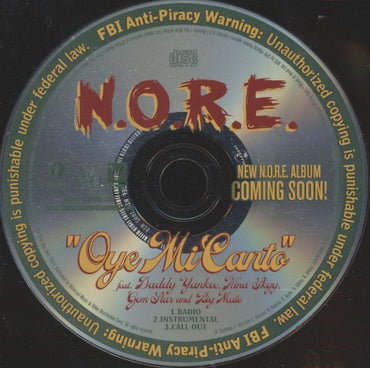 N.O.R.E. Featuring Daddy Yankee, Nina Sky, Big Mato, Gemstar: Oye Mi Canto 3-Track Promo w/ Back Artwork