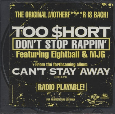 Too $hort: Don't Stop Rappin' 1-Track Promo w/ Hype Sticker