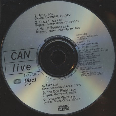 Can: Live 1971-1977 2-Disc Set Advance Promo w/ No Artwork