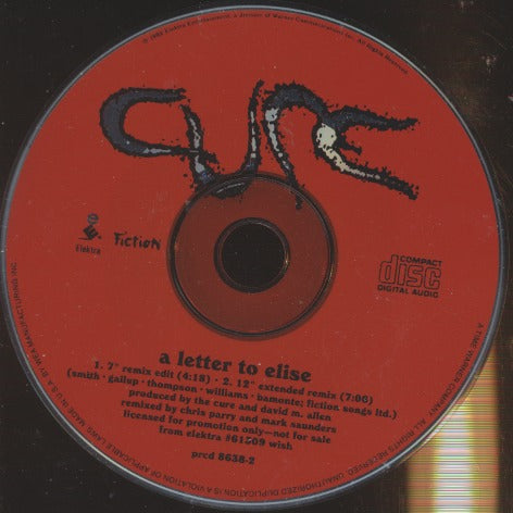 The Cure: A Letter To Elise 2-Track Promo w/ No Artwork