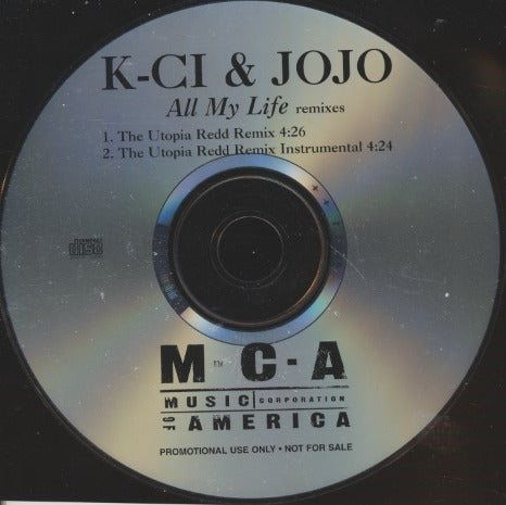 K-Ci & JoJo: All My Life: Remixes 2-Track Promo w/ Back Artwork