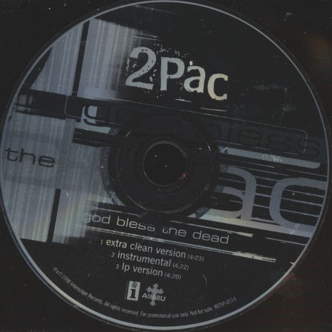 2Pac: God Bless The Dead 3-Track Promo w/ Back Artwork