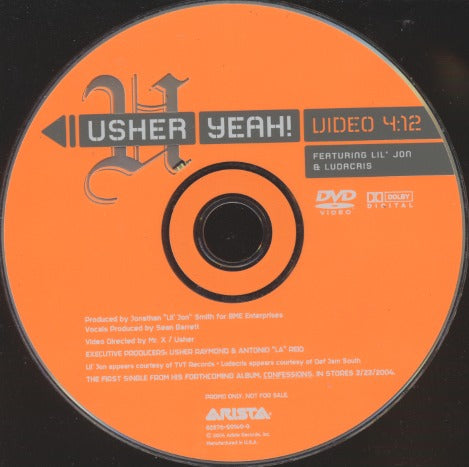 Usher Featuring Lil' Jon & Ludacris: Yeah! 1-Track Promo w/ No Artwork