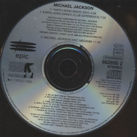 Michael Jackson: Earth Song 3-Track Maxi-Single w/ No Artwork