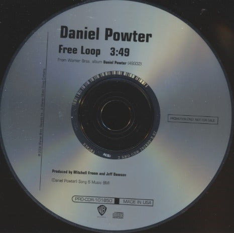 Daniel Powter: Free Loop 1-Track Promo w/ Back Artwork